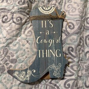 Decorative Wooden Boot with Twine Accent